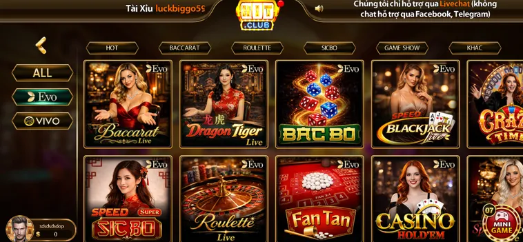Đa Dạng Trò Chơi Tại Sảnh LiveStream Casino HitClub Cho Game Thủ Chuyên Nghiệp